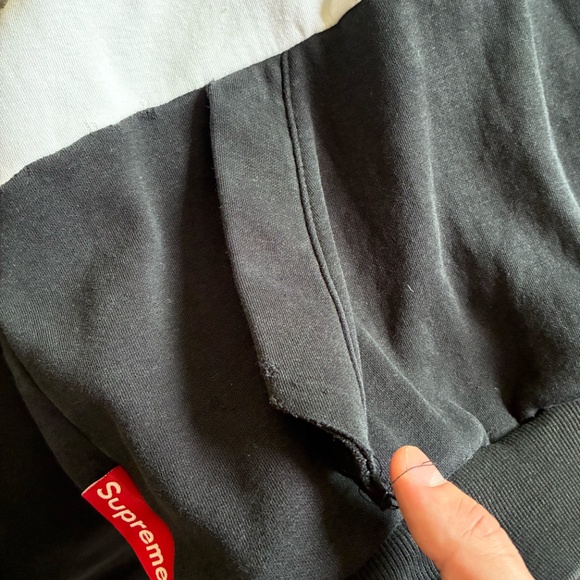 Supreme Quarter Zip Pullover Hoodie Black White Grey Men's L Embroidered Men's - Picture 4 of 4